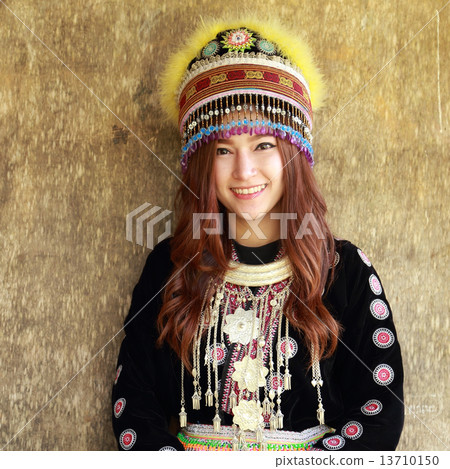 Traditionally dressed Mhong hill tribe woman 13710150