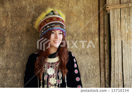 Traditionally dressed Mhong hill tribe woman 13710154
