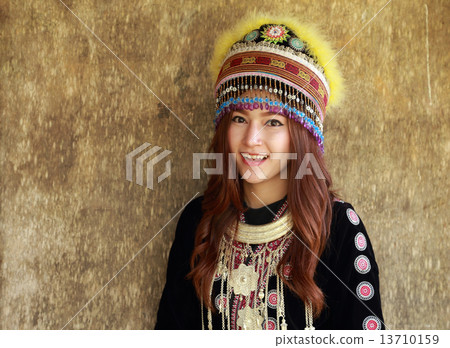 Traditionally dressed Mhong hill tribe woman 13710159