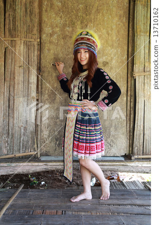 Traditionally dressed Mhong hill tribe woman 13710162