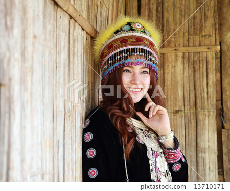 Traditionally dressed Mhong hill tribe woman 13710171