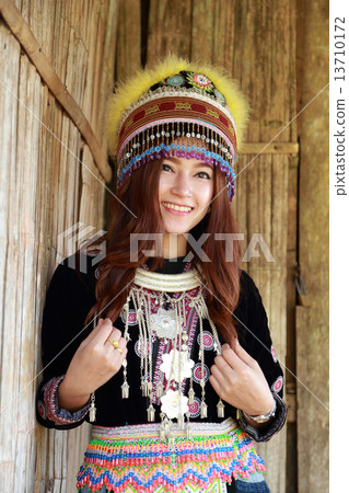 Traditionally dressed Mhong hill tribe woman 13710172