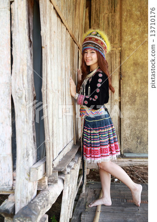 Traditionally dressed Mhong hill tribe woman 13710176