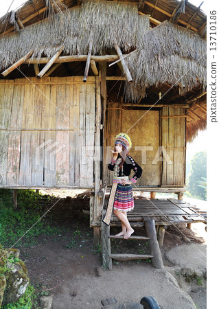 Traditionally dressed Mhong hill tribe woman 13710186