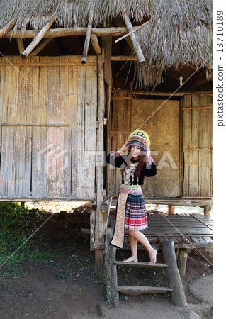 Traditionally dressed Mhong hill tribe woman 13710189