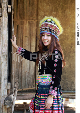 Traditionally dressed Mhong hill tribe woman 13710190