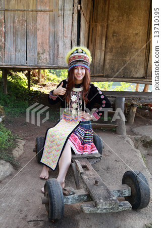 Traditionally dressed Mhong hill tribe woman 13710195