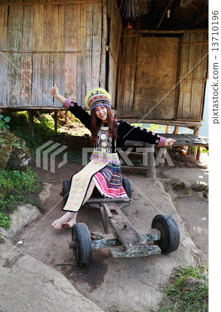 Traditionally dressed Mhong hill tribe woman 13710196