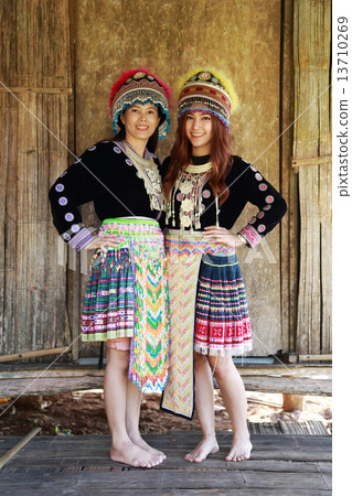 Traditionally dressed Mhong hill tribe woman 13710269