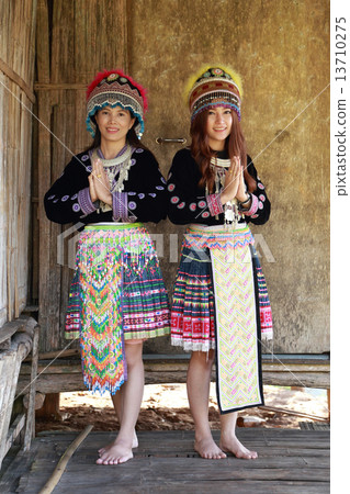 Traditionally dressed Mhong hill tribe woman 13710275