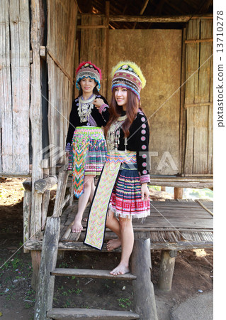 Traditionally dressed Mhong hill tribe woman Traditionally dressed Mhong hill tribe woman 13710278