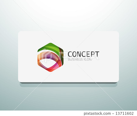 Abstract logo design, wave shape hexagon 13711602