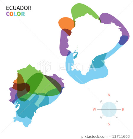 Abstract vector color map of Ecuador with transparent paint effect. 13711603