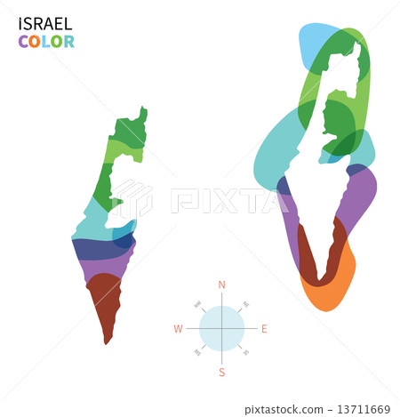 Abstract vector color map of Israel with transparent paint effect. 13711669