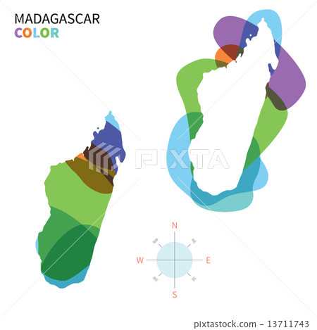 Abstract vector color map of Madagascar with transparent paint effect. Abstract vector color map of Madagascar with transparent paint effect. 13711743