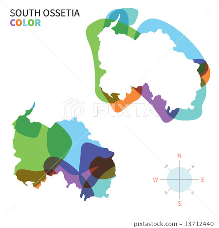Abstract vector color map of South Ossetia with transparent paint effect. Abstract vector color map of South Ossetia with transparent paint effect. 13712440
