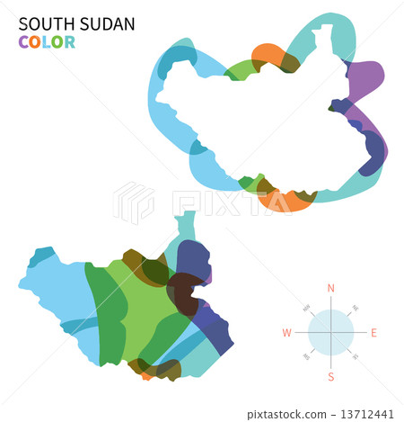 Abstract vector color map of South Sudan with transparent paint effect. Abstract vector color map of South Sudan with transparent paint effect. 13712441