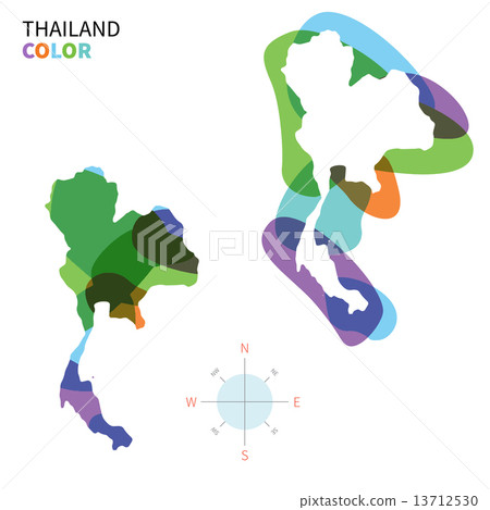 Abstract vector color map of Thailand with transparent paint effect. Abstract vector color map of Thailand with transparent paint effect. 13712530