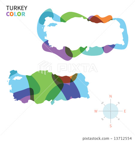 Abstract vector color map of Turkey with transparent paint effect. Abstract vector color map of Turkey with transparent paint effect. 13712554