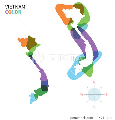 Abstract vector color map of Vietnam with transparent paint effect. 13712700