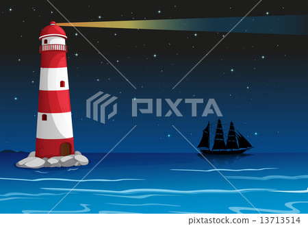 A lighthouse in the middle of the ocean A lighthouse in the middle of the ocean 13713514