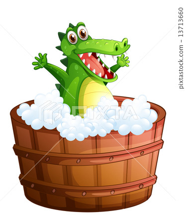A crocodile taking a bath 13713660