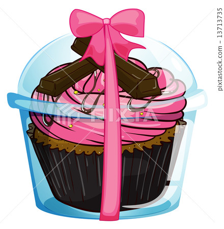 A cupcake with a pink icing A cupcake with a pink icing 13713735
