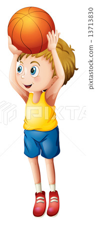 A cute boy playing basketball 13713830