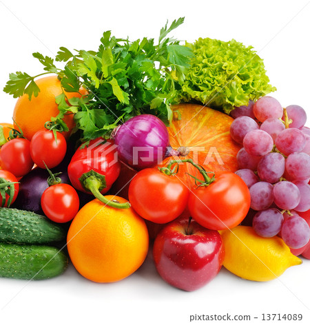 set of fruits and vegetables isolated on white background set of fruits and vegetables isolated on white background 13714089