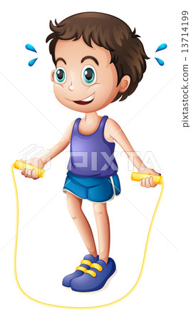 A young man playing with the skipping rope A young man playing with the skipping rope 13714199