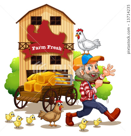 Farmer and barn 13714235