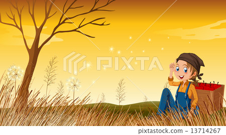 A young boy above the hill resting A young boy above the hill resting 13714267