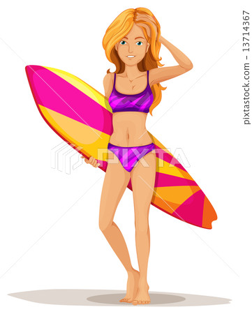 A slim lady surfing A slim lady surfing 13714367