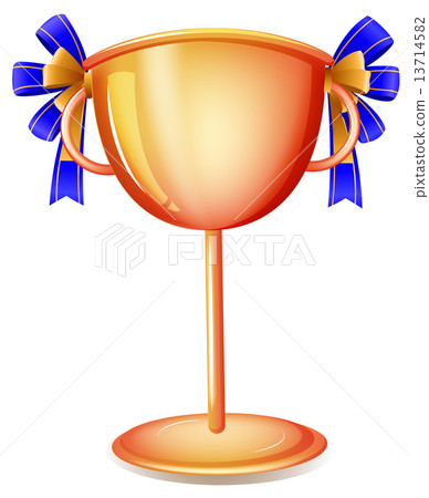 A worldcup trophy with a blue ribbon 13714582