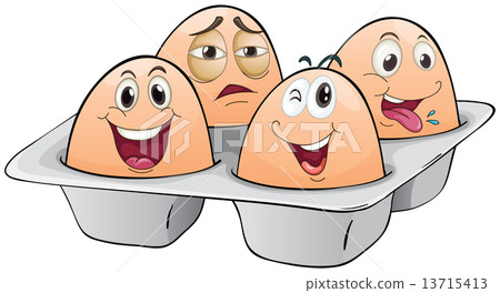 An eggtray with four eggs 13715413
