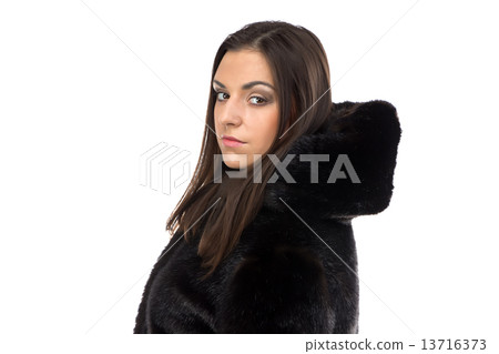 Image of the woman in black winter coat Image of the woman in black winter coat 13716373