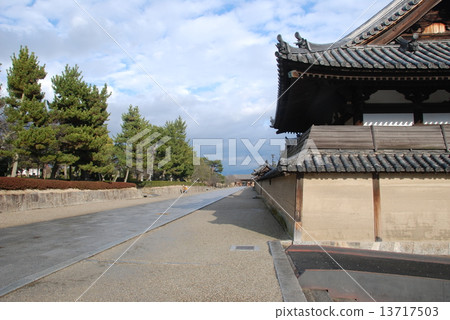 Fence outside Horyuji Temple (Ikaruga Town, Ikoma gun, Nara prefecture) 13717503