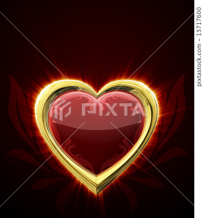 Ruby heart in gold frame 13717600
