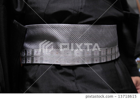 Male kimono image Black kimono belt front view Male kimono image Black kimono belt front view 13718615