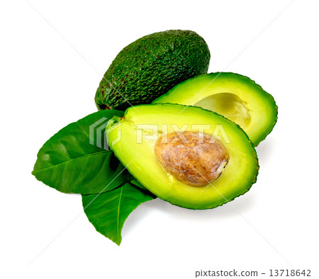 Avocado with leaf is cut Avocado with leaf is cut 13718642