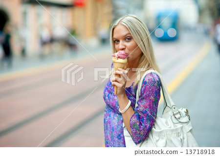 teen girl with ice cream teen girl with ice cream 13718918