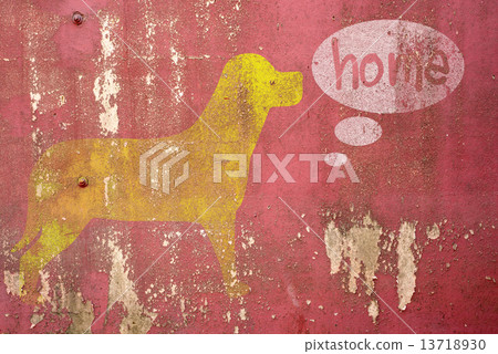 Drawing Dat homesick on cracked concrete Drawing Dat homesick on cracked concrete 13718930