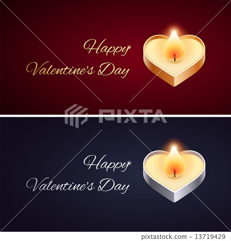 Simple Valentines Day Card with Golden and Silver Candle 13719429