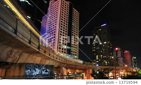 BTS elevated rail at business area in Bangkok BTS elevated rail at business area in Bangkok 13719594