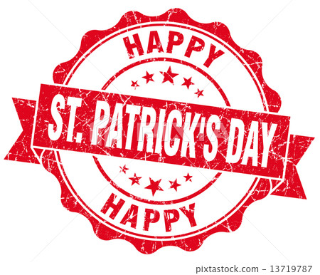 happy st Patrick's day red grunge seal isolated on white 13719787
