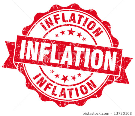 inflation red grunge seal isolated on white 13720108
