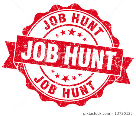 job hunt red grunge seal isolated on white 13720123