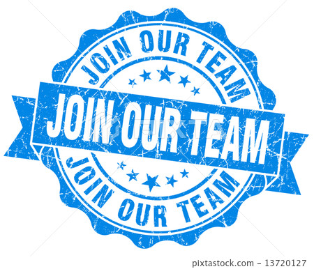 join our team blue grunge seal isolated on white 13720127