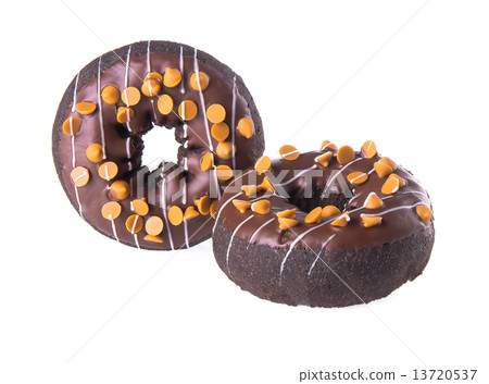 chocolate donuts on a white background 13720537