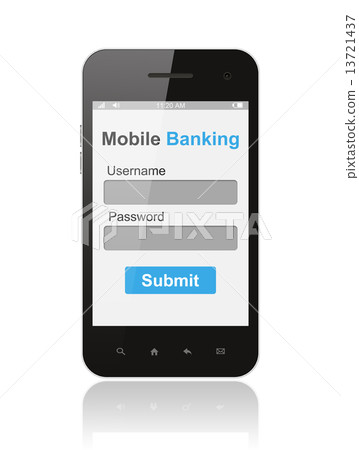 Smart phone with mobile banking login form ui element Smart phone with mobile banking login form ui element 13721437